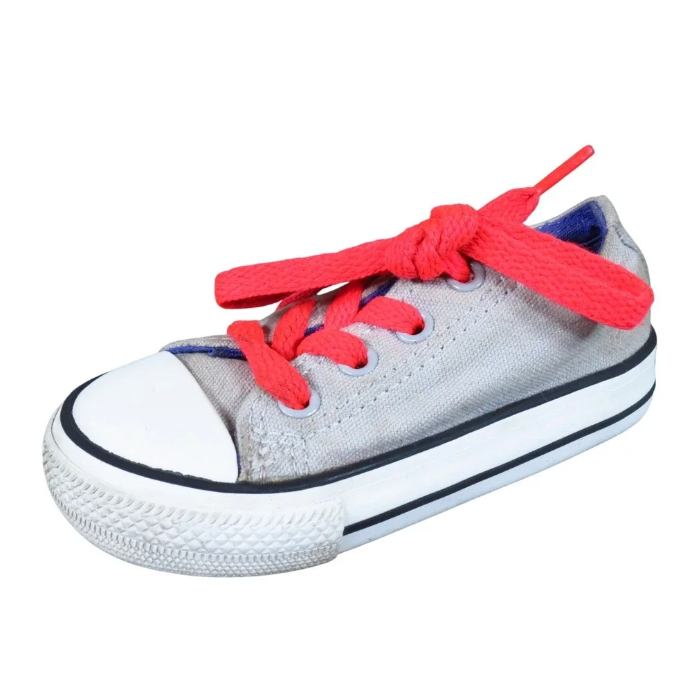 Converse‎ Chuck Taylor All Star Toddler Low Top Sneaker Size 6 Casual Gray Red
